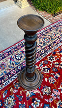 Load image into Gallery viewer, Antique French Pedestal Plant Stand Table Barley Twist OPEN TWIST Dark Oak 36&quot; T