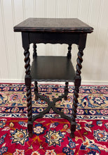 Load image into Gallery viewer, Antique English Flip Top Game Table Barley Twist Side Table Carved Oak c. 1930s
