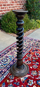 Antique French Pedestal Plant Stand Table Barley Twist OPEN TWIST Dark Oak 36" T