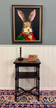 Load image into Gallery viewer, Antique English Flip Top Game Table Barley Twist Side Table Carved Oak c. 1930s
