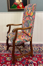 Load image into Gallery viewer, Antique Pair of Catalan Style Carved Oak Recently Upholstered Armchairs c. 1920s