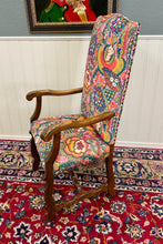 Load image into Gallery viewer, Antique Pair of Catalan Style Carved Oak Recently Upholstered Armchairs c. 1920s