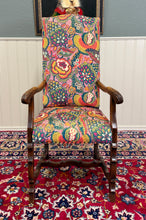 Load image into Gallery viewer, Antique Pair of Catalan Style Carved Oak Recently Upholstered Armchairs c. 1920s