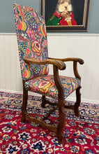 Load image into Gallery viewer, Antique Pair of Catalan Style Carved Oak Recently Upholstered Armchairs c. 1920s