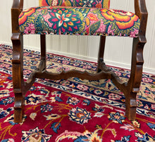 Load image into Gallery viewer, Antique Pair of Catalan Style Carved Oak Recently Upholstered Armchairs c. 1920s