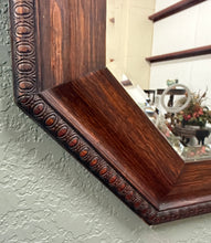 Load image into Gallery viewer, Antique English Jacobean Mirror Framed Beveled Octagonal Oak c.1930s