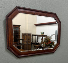 Load image into Gallery viewer, Antique English Jacobean Mirror Framed Beveled Octagonal Oak c.1930s