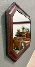 Load image into Gallery viewer, Antique English Jacobean Mirror Framed Beveled Octagonal Oak c.1930s