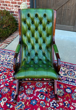 Load image into Gallery viewer, Vintage English Chesterfield Leather Tufted Rocking Chair Oak Green Mid Century