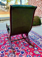 Load image into Gallery viewer, Vintage English Chesterfield Leather Tufted Rocking Chair Oak Green Mid Century