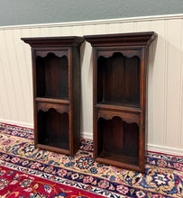 Load image into Gallery viewer, Antique English Pair Bookcases Plate Racks Wall Shelves Hanging Wall Oak 1920-30