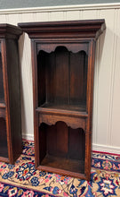Load image into Gallery viewer, Antique English Pair Bookcases Plate Racks Wall Shelves Hanging Wall Oak 1920-30