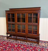 Load image into Gallery viewer, Antique English Jacobean Bookcase Bookshelf Cabinet Wavy 3 Door Glass Mahogany
