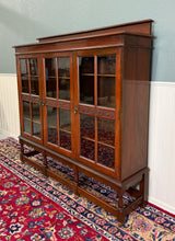 Load image into Gallery viewer, Antique English Jacobean Bookcase Bookshelf Cabinet Wavy 3 Door Glass Mahogany
