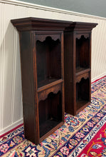 Load image into Gallery viewer, Antique English Pair Bookcases Plate Racks Wall Shelves Hanging Wall Oak 1920-30