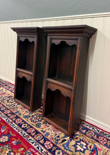 Load image into Gallery viewer, Antique English Pair Bookcases Plate Racks Wall Shelves Hanging Wall Oak 1920-30