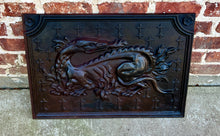 Load image into Gallery viewer, Antique French Cast Iron Fire Back &quot;The Salamander of Francois&quot; Fireplace Hearth