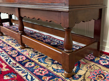 Load image into Gallery viewer, Antique English Jacobean Bookcase Bookshelf Cabinet Wavy 3 Door Glass Mahogany