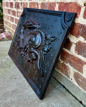 Load image into Gallery viewer, Antique French Cast Iron Fire Back &quot;The Salamander of Francois&quot; Fireplace Hearth