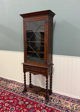 Load image into Gallery viewer, Antique English Oak Jacobean Revival Bookcase Barley Twist Display Cabinet c1890