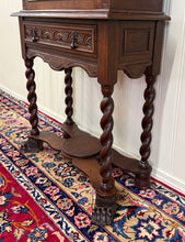 Load image into Gallery viewer, Antique English Oak Jacobean Revival Bookcase Barley Twist Display Cabinet c1890