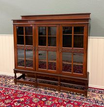 Load image into Gallery viewer, Antique English Jacobean Bookcase Bookshelf Cabinet Wavy 3 Door Glass Mahogany