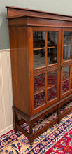Load image into Gallery viewer, Antique English Jacobean Bookcase Bookshelf Cabinet Wavy 3 Door Glass Mahogany
