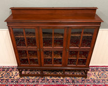 Load image into Gallery viewer, Antique English Jacobean Bookcase Bookshelf Cabinet Wavy 3 Door Glass Mahogany
