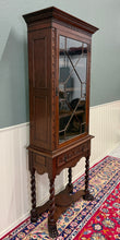 Load image into Gallery viewer, Antique English Oak Jacobean Revival Bookcase Barley Twist Display Cabinet c1890