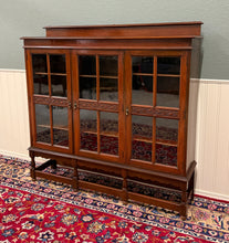 Load image into Gallery viewer, Antique English Jacobean Bookcase Bookshelf Cabinet Wavy 3 Door Glass Mahogany