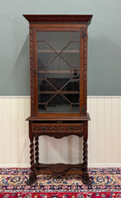 Load image into Gallery viewer, Antique English Oak Jacobean Revival Bookcase Barley Twist Display Cabinet c1890