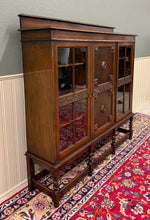 Load image into Gallery viewer, Antique English Jacobean Bookcase Bookshelf Cabinet Barley Twist Wavy Glass Oak