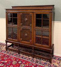 Load image into Gallery viewer, Antique English Jacobean Bookcase Bookshelf Cabinet Barley Twist Wavy Glass Oak