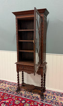 Load image into Gallery viewer, Antique English Oak Jacobean Revival Bookcase Barley Twist Display Cabinet c1890
