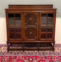 Load image into Gallery viewer, Antique English Jacobean Bookcase Bookshelf Cabinet Barley Twist Wavy Glass Oak
