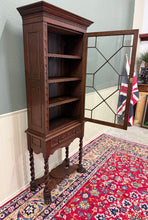 Load image into Gallery viewer, Antique English Oak Jacobean Revival Bookcase Barley Twist Display Cabinet c1890