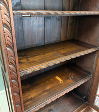 Load image into Gallery viewer, Antique English Oak Jacobean Revival Bookcase Barley Twist Display Cabinet c1890