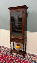 Load image into Gallery viewer, Antique English Oak Jacobean Revival Bookcase Barley Twist Display Cabinet c1890