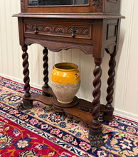 Load image into Gallery viewer, Antique English Oak Jacobean Revival Bookcase Barley Twist Display Cabinet c1890