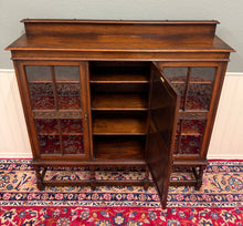 Load image into Gallery viewer, Antique English Jacobean Bookcase Bookshelf Cabinet Barley Twist Wavy Glass Oak