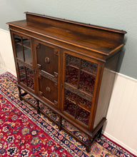 Load image into Gallery viewer, Antique English Jacobean Bookcase Bookshelf Cabinet Barley Twist Wavy Glass Oak