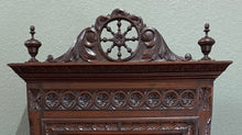 Load image into Gallery viewer, Antique French Breton Armoire Wardrobe Linen Cabinet Carved Chestnut 19th C