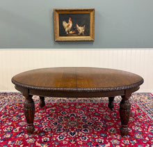 Load image into Gallery viewer, Antique English Butterfly Leaf Oval Carved Dining Table 118" Tiger Oak c1920-30s