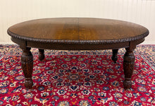 Load image into Gallery viewer, Antique English Butterfly Leaf Oval Carved Dining Table 118" Tiger Oak c1920-30s