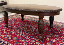 Load image into Gallery viewer, Antique English Butterfly Leaf Oval Carved Dining Table 118" Tiger Oak c1920-30s