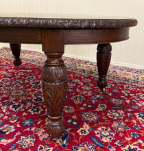 Load image into Gallery viewer, Antique English Butterfly Leaf Oval Carved Dining Table 118" Tiger Oak c1920-30s