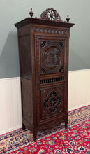 Load image into Gallery viewer, Antique French Breton Armoire Wardrobe Linen Cabinet Carved Chestnut 19th C