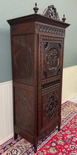 Load image into Gallery viewer, Antique French Breton Armoire Wardrobe Linen Cabinet Carved Chestnut 19th C