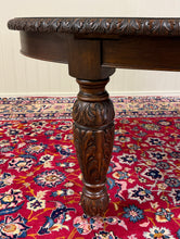 Load image into Gallery viewer, Antique English Butterfly Leaf Oval Carved Dining Table 118" Tiger Oak c1920-30s