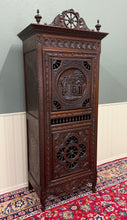 Load image into Gallery viewer, Antique French Breton Armoire Wardrobe Linen Cabinet Carved Chestnut 19th C